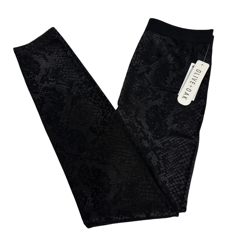 Olive + Oak Black Snake Print Leggings XL Pull On Stretch Skinny Pants